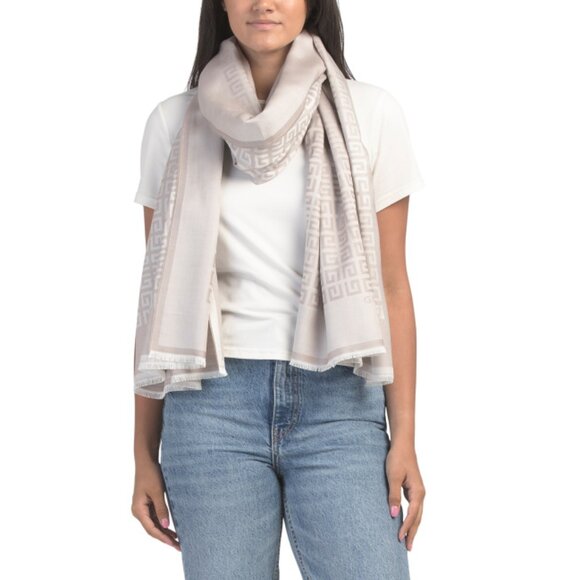 GIVENCHY Grey Made In Italy Silk Blend All Over Oblong Scarf